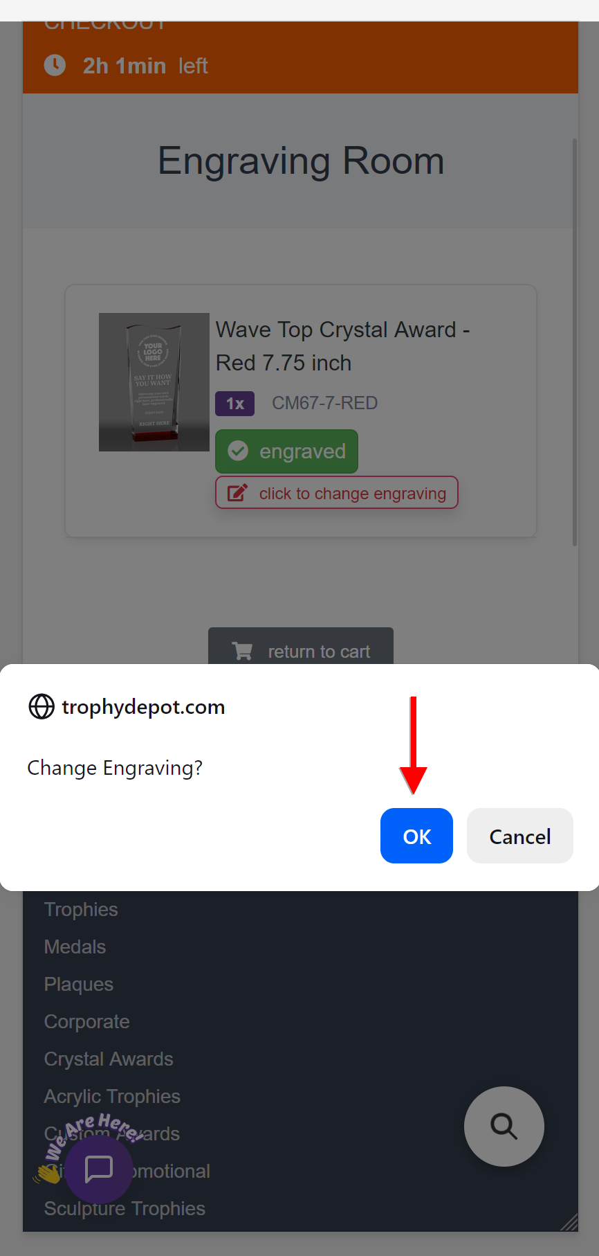 Change Engraving dialog with OK