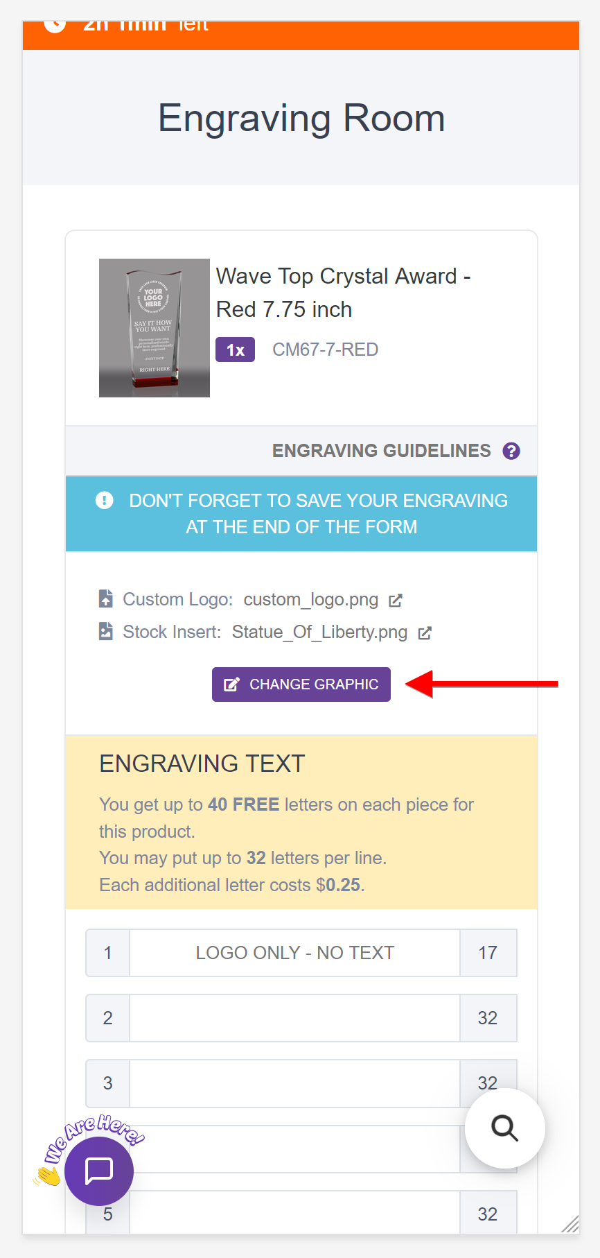 Reopened form with Change Graphic button