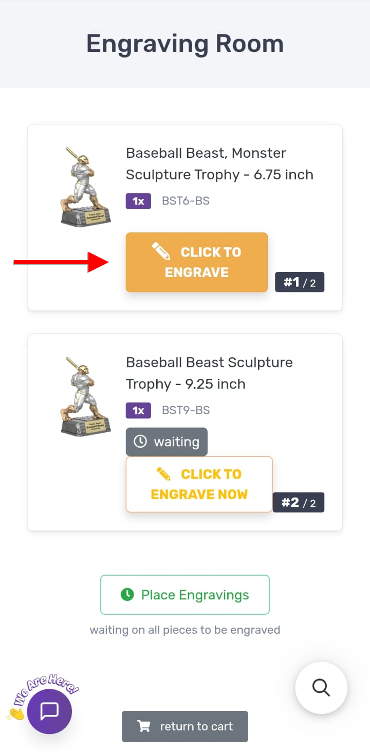 Engraving Room with both items queued