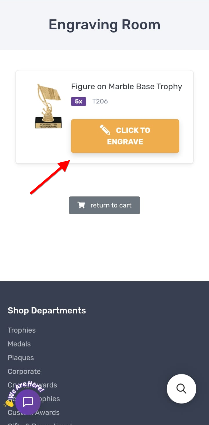 Engraving Room with the orange Click to Engrave button