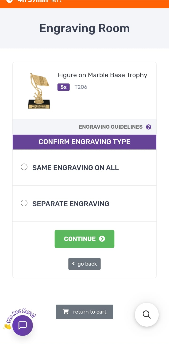 Choose same or separate engraving screen