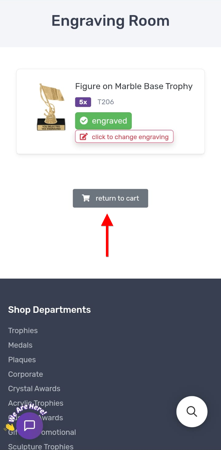 Green engraved badge confirmation