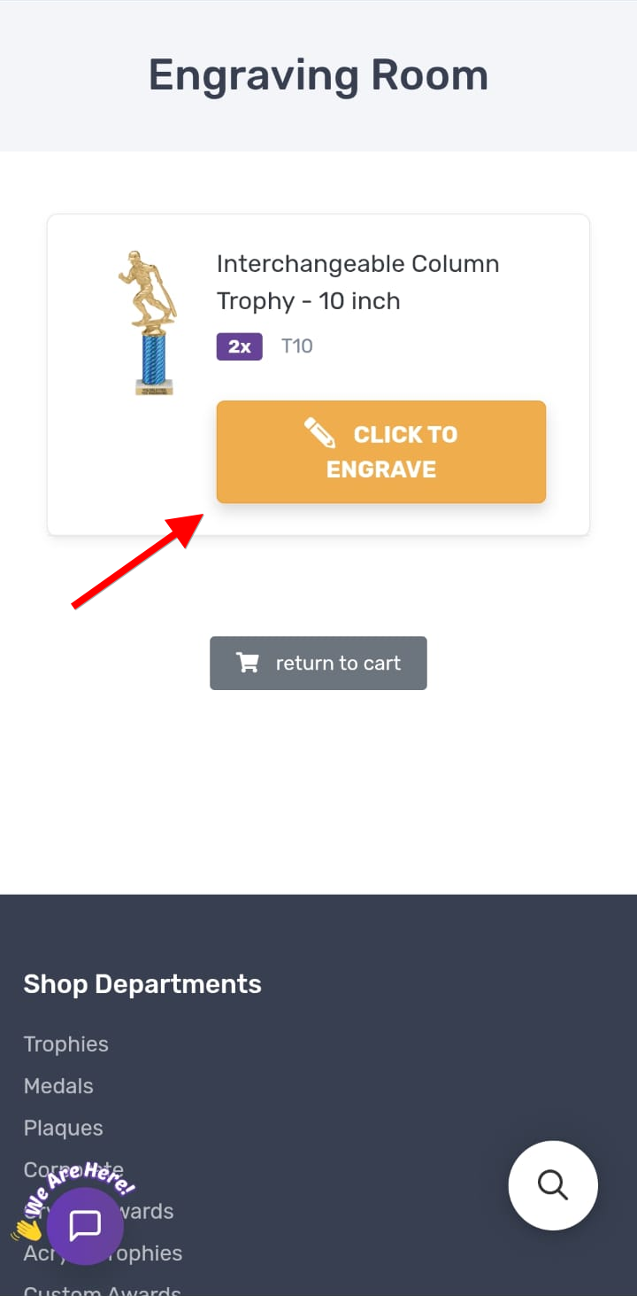 Engraving Room with the orange Click to Engrave button